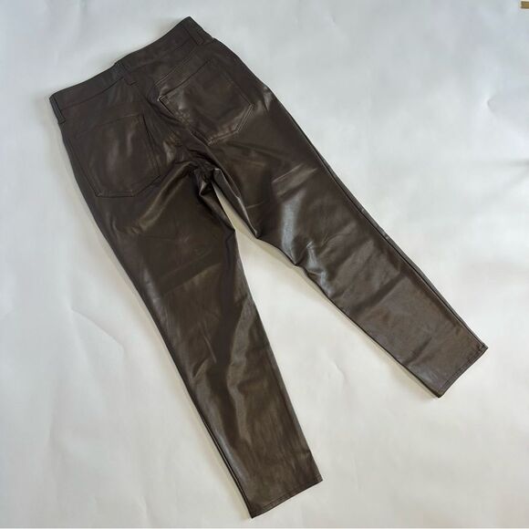 NWT Old Navy OG Chocolate Brown Straight Faux Leather Pants Size 6 - Picture 2 of 14